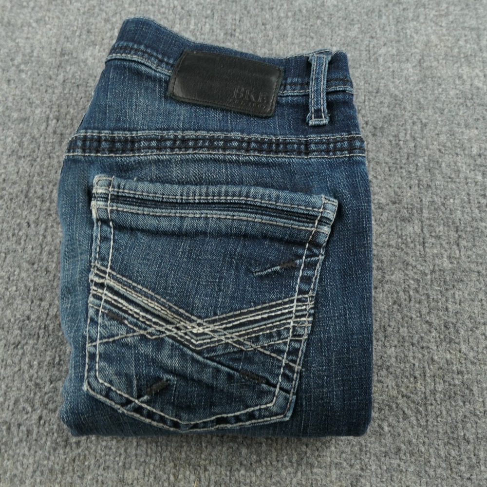 BKE Alec Jeans Mens 31x30 Relaxed Straight Dark Wash Contrast Stitch Denim Pants